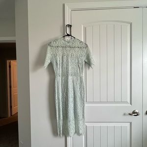 Ice blue lace dress with higher neckline